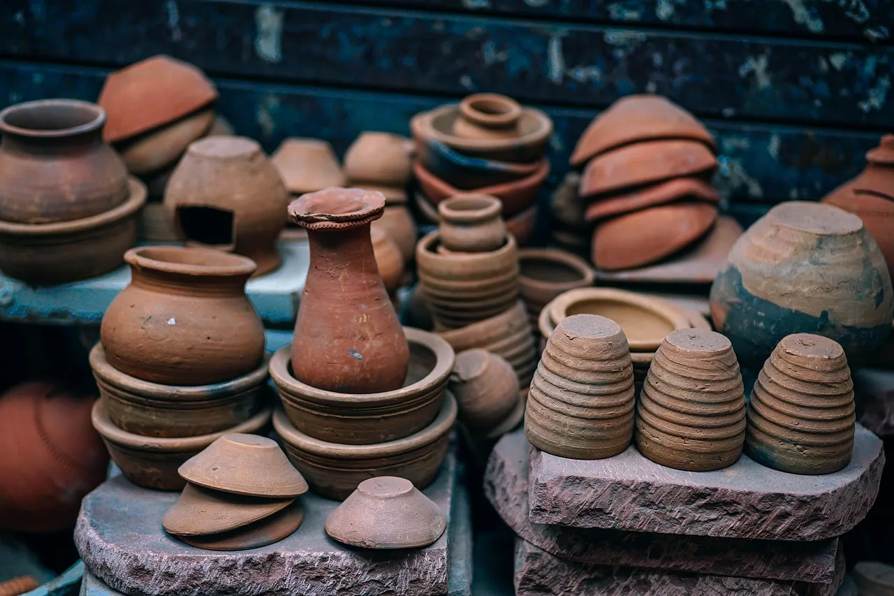 Finished pots drying in the studio.