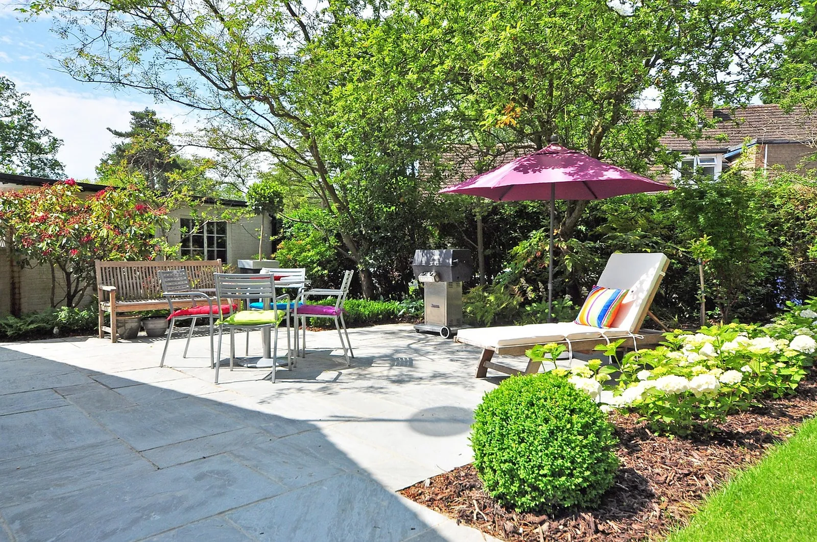 A modern family house with a garden.