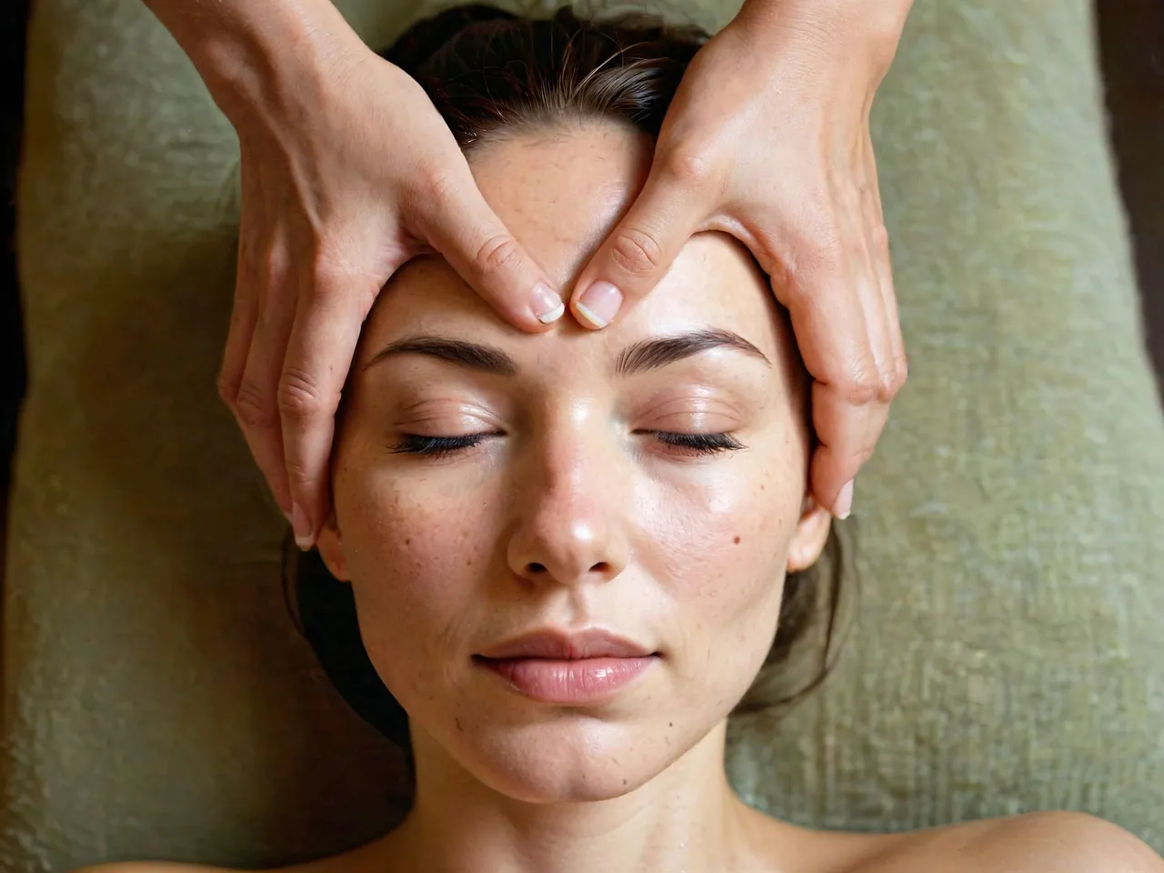 A facial treatment in progress.